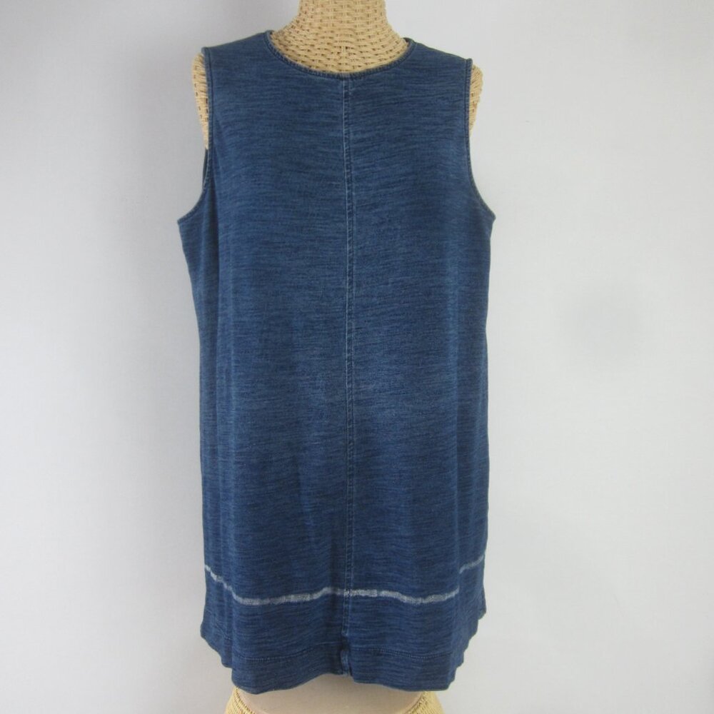 Pure J Jill Womens Petite Medium PM Blue Sleeveless Cotton Knit Tunic Top Shirt